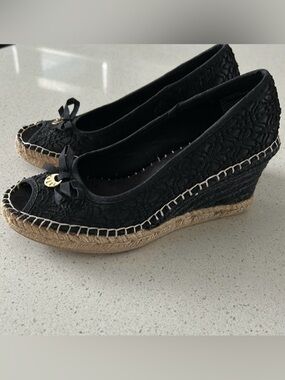 White Mountain Brocade Wedge Espadrilles